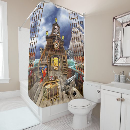 RIDEAUX DE DOUCHE PIRATES CATASTROPHES (En situation)