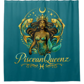 Rideaux De Douche Piscean Queen Teal Shower Curtain