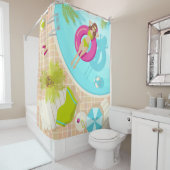 Rideaux De Douche Piscine fille en bikini plage d'été (En situation)