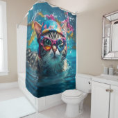 Rideaux De Douche Piscine Imaginaire Cute Cat (En situation)