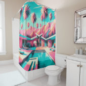 Rideaux De Douche "Piscine Moderne Glamour Du Milieu Du Siècle" (En situation)