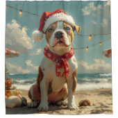 Rideaux De Douche Pitbull Chien Noël Plage Vintage (Devant)
