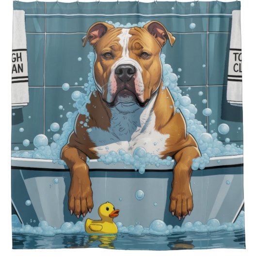 Rideaux De Douche Pitbulle Sleepy Mignonne Drôle (Devant)