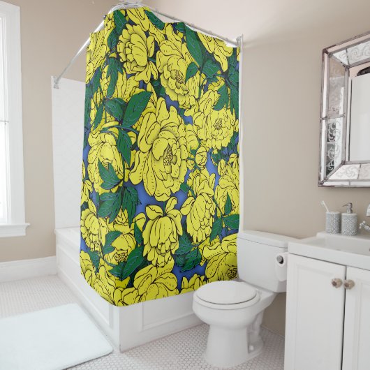 Rideaux De Douche Pivoines jaunes (En situation)