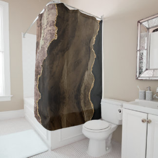 Rideaux De Douche PixDezines AGATE BRUN TABAC ajoutez votre monogram