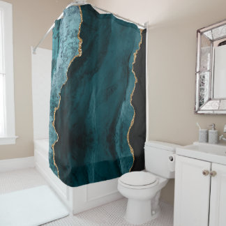 Rideaux De Douche PixDezines AGATE TEAL ajoutez votre monogramme