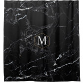 Rideaux De Douche PixDezines MARBRE NOIR+MONOGRAM (amovible) (Devant)