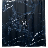 Rideaux De Douche PixDezines MIDNIGHT BLU MARBLE+MONOGRAM (Devant)