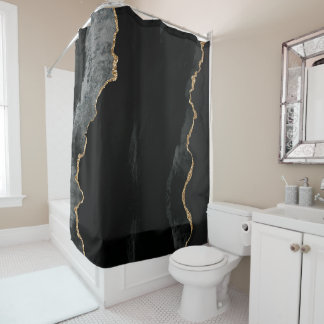 Rideaux De Douche PixDezines ONYX BLACK AGATE ajoutez votre monogram