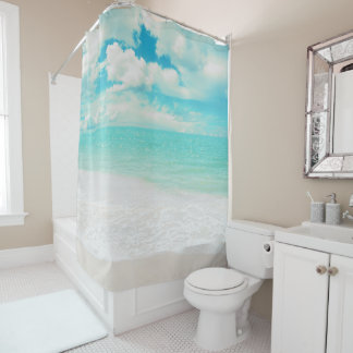 Rideaux De Douche PixDezines Plage Tropicale Sable Mer Ciel