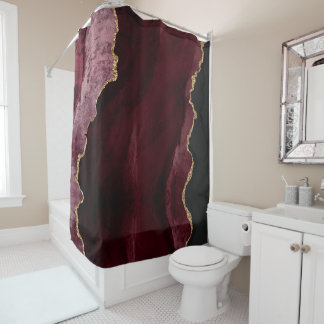 Rideaux De Douche PixDezines ROSE PÂLE BOURGOGNE AGATE