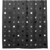 Rideaux De Douche Pixels Joués Vérifier le Motif noir gris (Devant)