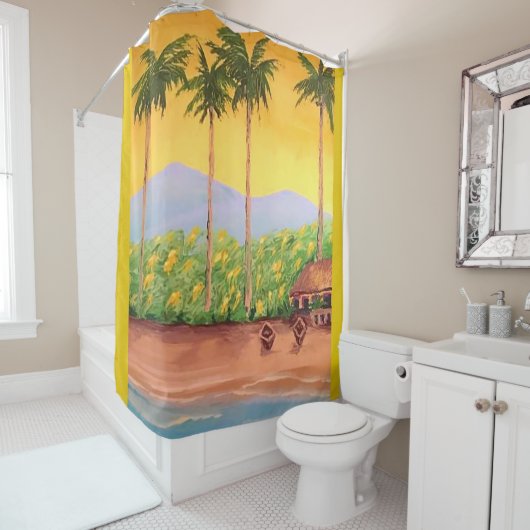 Rideaux De Douche Plage (En situation)