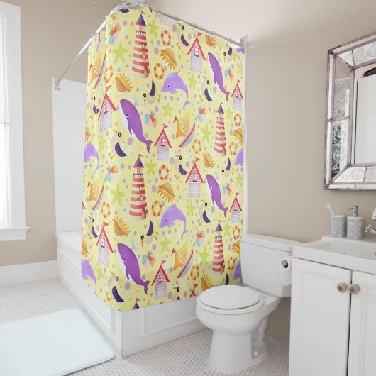 Rideaux De Douche Plage amusante Jaune (En situation)