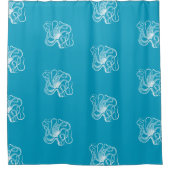 Rideaux De Douche Plage Aqua Bleu Blanc Octopus Océan (Devant)