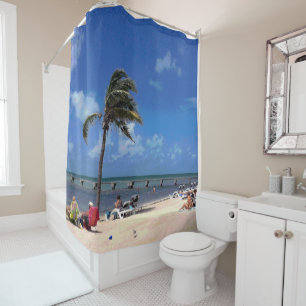 Rideaux De Douche Plage avec Palm de coco