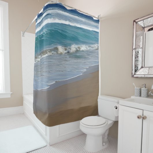 Rideaux De Douche Plage Blue Ocean Waves (En situation)