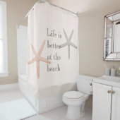 Rideaux De Douche Plage Blue Peach Starfish (En situation)