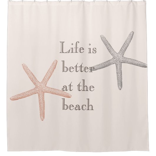 Rideaux De Douche Plage Blue Peach Starfish (Devant)