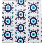 Rideaux De Douche Plage Boho Méditerranéen Bleu Evil Motif (Devant)