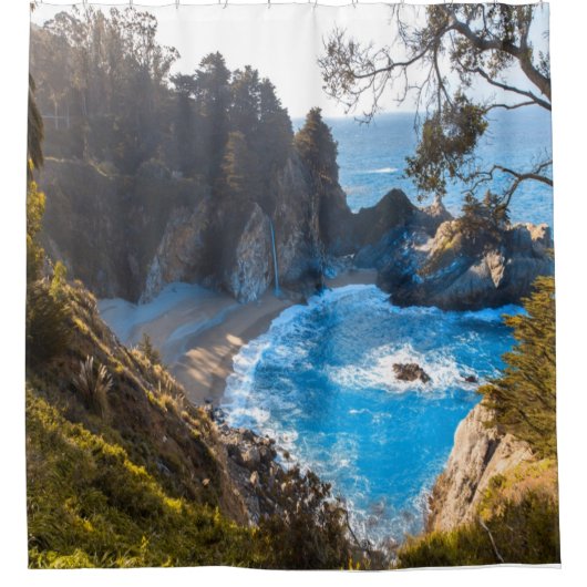 Rideaux De Douche Plage Cachée Paradis Vagues Océaniques (Devant)