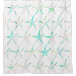Rideaux De Douche Plage côtière de Starfish Multicolor Motifs Turq