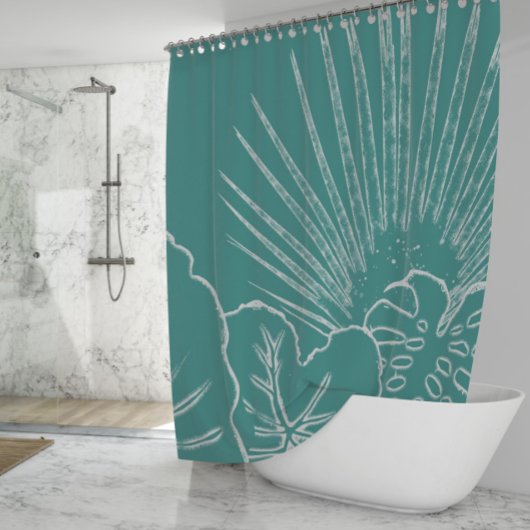 Rideaux De Douche Plage côtière Golfe Tropical Leaf Moderne Line Art