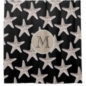 Rideaux De Douche Plage côtière Starfish Noir Beige Monogramme (Devant)