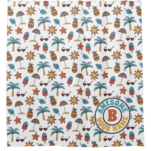 Rideaux De Douche Plage d'ananas à la noix de coco (Devant)