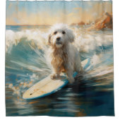 Rideaux De Douche Plage de Coton De Tulear Peinture de surf (Devant)