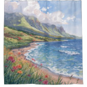Rideaux De Douche Plage de fleurs Hawaï (Devant)
