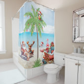 Rideaux De Douche Plage de Noël tropicale (En situation)