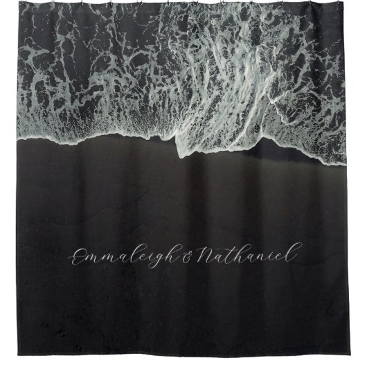 Rideaux De Douche Plage de sable noir sur mesure (Devant)