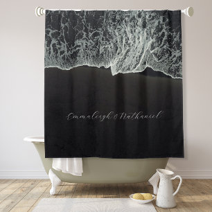 Rideaux De Douche Plage de sable noir sur mesure