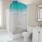 Rideaux De Douche plage de sable tropical océan vagues ensoleillées (En situation)