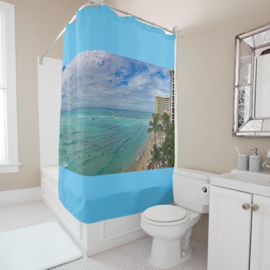 Rideaux De Douche Plage de Waikiki (En situation)