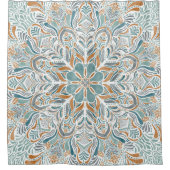 Rideaux De Douche Plage Échap Turquoise Brown Aquarelle Mandala (Devant)