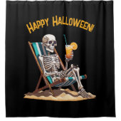 Rideaux De Douche Plage Lounge Squelette Halloween (Devant)