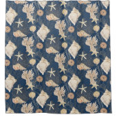 Rideaux De Douche Plage Océan Corail Starfish Navy Shell Aquarelle (Devant)