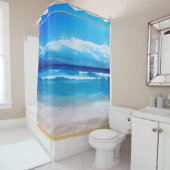 Rideaux De Douche Plage paisible et paysage d'océan (En situation)