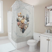 Rideaux De Douche Plage Pierres Coeur Sable Vague Nature Positive (En situation)