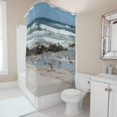 Rideaux De Douche Plage Sable Oiseaux Gulls Paradise Paysage (En situation)