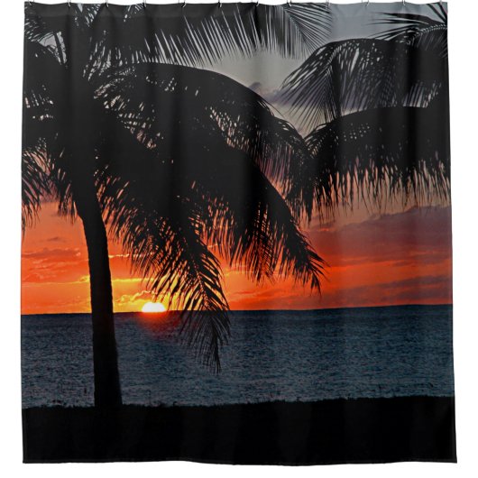 Rideaux De Douche Plage Tropical Sunset Palm Trees (Devant)
