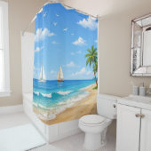 Rideaux De Douche Plage Tropicale (En situation)