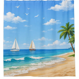 Rideaux De Douche Plage Tropicale