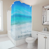 Rideaux De Douche Plage tropicale à l'Aqua Turquoise Turquoise Blue  (En situation)