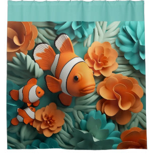 Rideaux De Douche Plage tropicale de poissons clowns