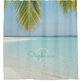 Rideaux De Douche Plage tropicale Paradis Monogramme Chic Palmier (Devant)