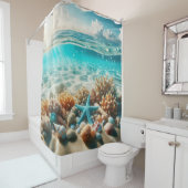Rideaux De Douche Plage tropicale Poisson étoile Coquillages Océan S (En situation)