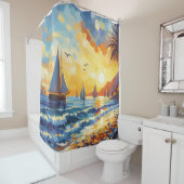 Rideaux De Douche Plage Tropicale Sunset Sunset (En situation)
